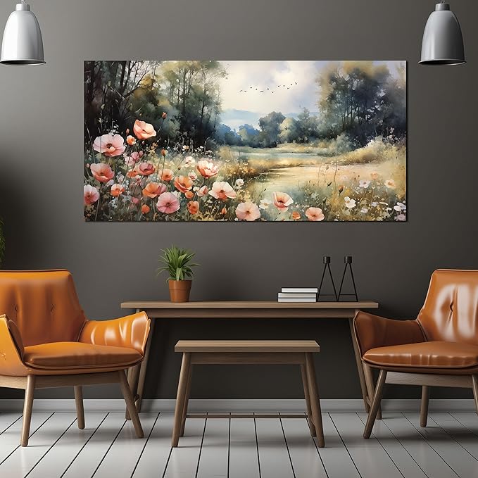 Large Artwork Canvas Wall Art for Living Room Bedroom Decor Wall Painting Modern Country Road Main Picture Image Decorative Painting with Frame Can be Directly Hung Decor Size 30x60