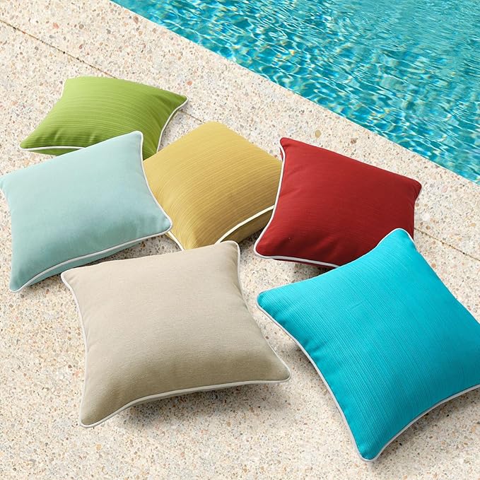 Decorative Outdoor Water Repellent Throw Pillows with Inserts, Set of 4, 18" x18" Pillows for Patio, Backyard, Bed, Couch, and Patio Furniture, Yellow Brown