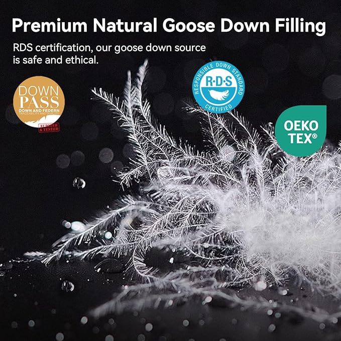 L LOVSOUL 75% Goose Down Fiber Comforter Alaskan King Size, 850+ Fill Power Hotel Style Bedding Comforter, 1200TC, Fluffy Ultra Soft All Season Grey Duvet Insert with 8 Corner Tabs