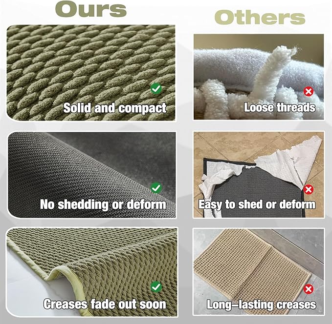 Bathroom Rugs Non Slip Washable, Super Absorbent Thin Bath Mat Quick Dry Low Pile Bathroom Rug, Sage 24"x60"