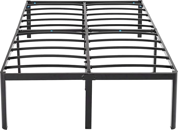 Amazon Basics Sturdy Heavy-Duty Non-Slip Platform Bed Frame Full Size Storage, Steel Slat Support, Noise Free, Easy Assembly, 18 Inch Black