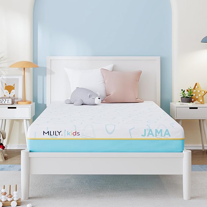 MLILY JAMA 6 Inch Kids Twin Size Mattress, Memory Foam Medium Firm, Made in The USA of US Foam and Global Materials,CertiPUR-US Certified,75x38x6,Blue