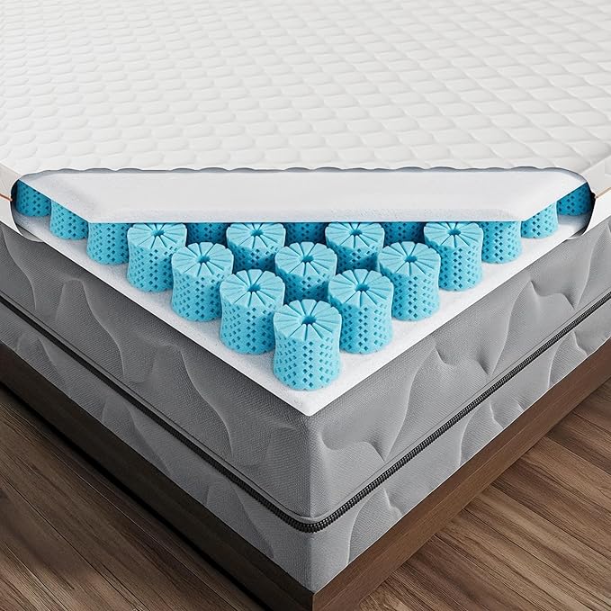 Dormeo RV Short Queen Cooling Mattress Topper, 3-Inch with Octaspring® Technology for Optimal Back Support, Medium Firmness