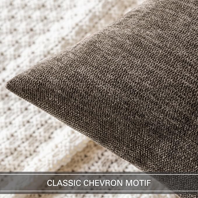 MIULEE Pack of 2 Brown Decorative Pillow Covers 20X20 Inch Soft Chenille Couch Throw Pillows Farmhouse Cushion Covers for Home Decor Sofa Bedroom Living Room