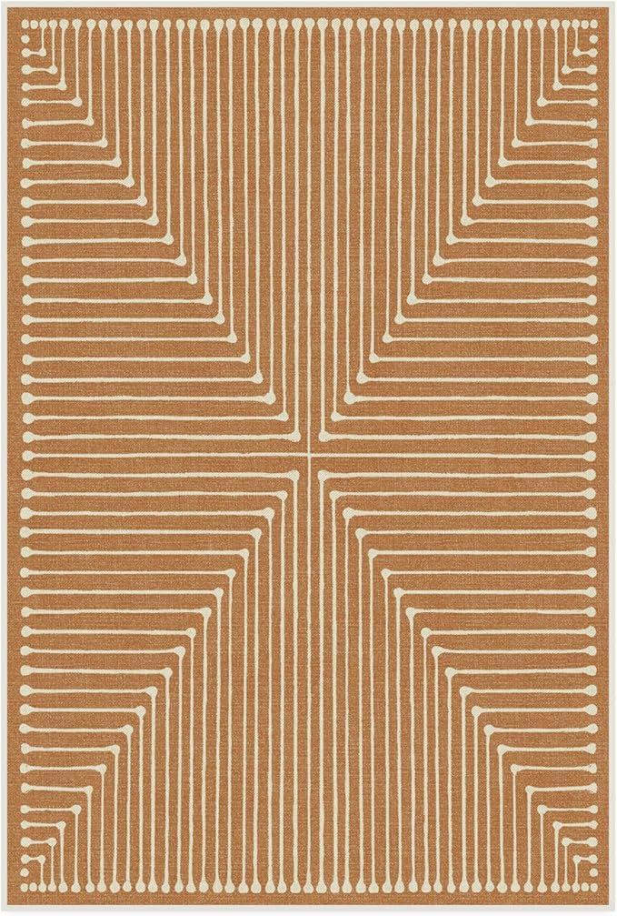 RUGGABLE x Jonathan Adler Machine Washable Modern Area Rug – Inkdrop Copper 4x6, Stain-Resistant, Non-Slip – Medium Rugs for Living Room, Bedroom, Hallway, Entryway & Office–with Cushioned Pad