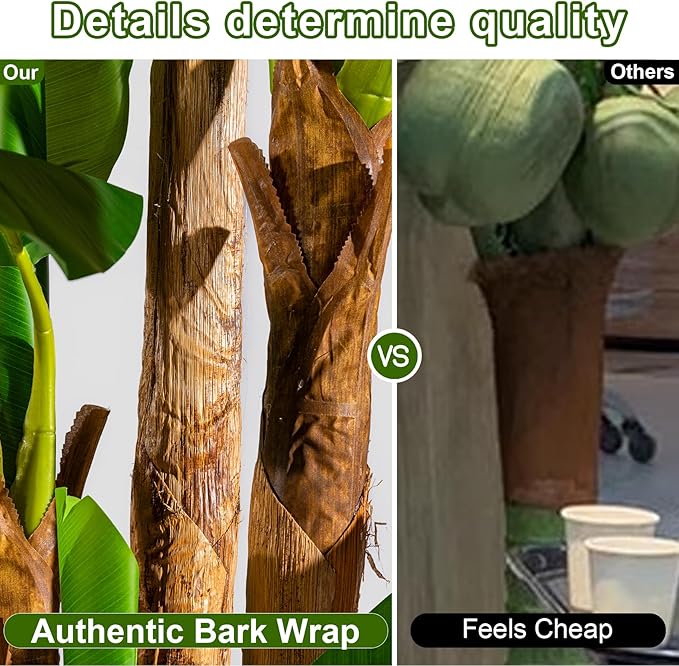 Tall Artificial Banana Tree Big Faux Tropical Bananas Trees Indoor Outdoor Realistic Floor Plant Large Fake Plants for House Home Living Room Office Front Porch Decor Outside Patio para decoracion