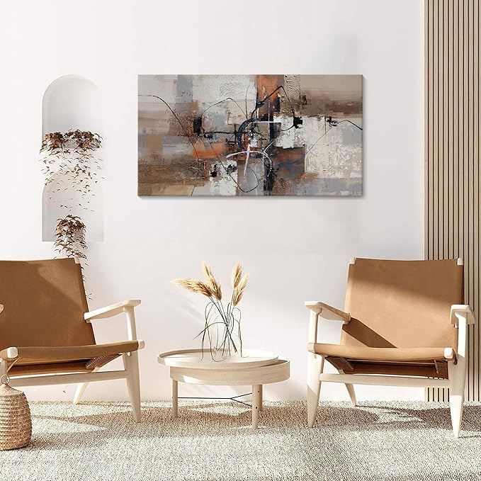 YDYSUNE Abstract Canvas Wall Art, Modern Wall Decor Painting, Brown Room Decorations, Orange Wall Art for Living Room, Bedroom, Office Artwork Wall Decor 20×40IN