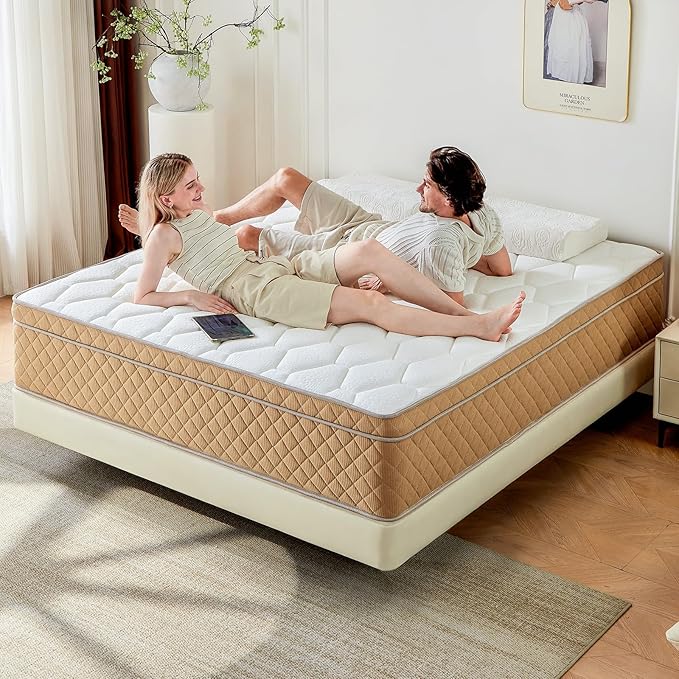 King Mattress, Medium Firm Memory Foam Mattress, Fiberglass Free, CertiPUR-US Certified Safe Materials, Foam and Spring, King Size Mattress in a Box, (12 in King)