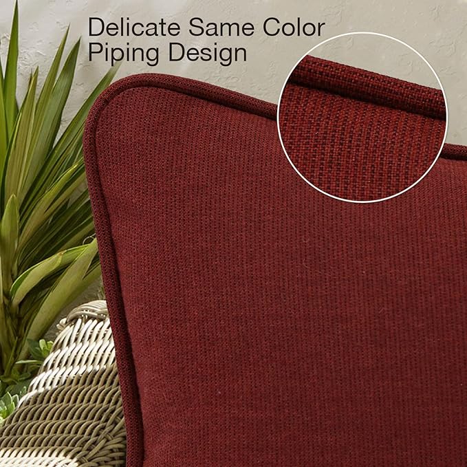 Outdoor Sunbrella Decorative Throw Pillow Covers Only, Pack of 4, 17"x17" & 20"x12" Water Repellent Replacement Lumbar Pillow Case for Patio, Couch, Sofa and Patio Furniture, Spectrum Brick