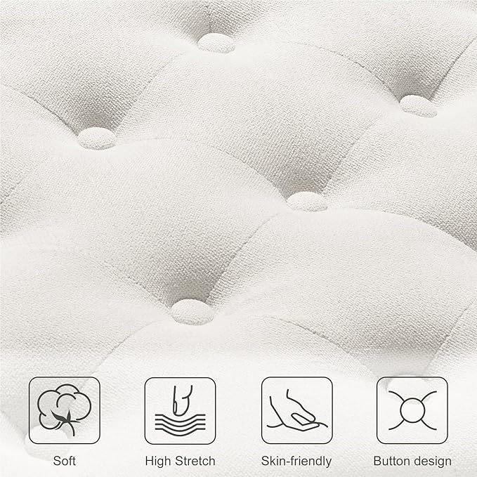 Storage Ottoman 50.2 Inches Upholstered Fabric Storage Ottoman Bench，Button Tufted Ottoman with Storage for Living Room，Bedroom End of Bed Bench Withstands 304lbs