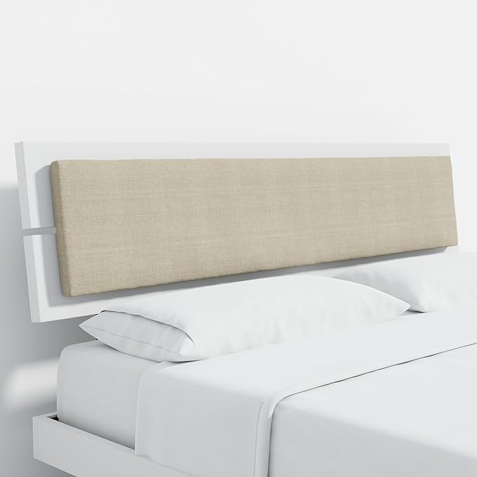 Modern Solid Wood Platform Bed with Adjustable Headboard with Cushion – No Box Spring Needed,Fast Assembly – King Size in White