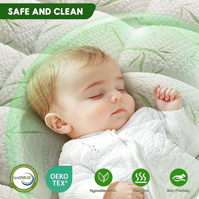 Memory Foam Mattress Topper Full - 1500 GSM Viscose Made from Bambu Pillow Top Mattress Topper Cooling & Body-Contouring Support for Back Pain Relief with 8"-18" Deep Pocket (54"x75")