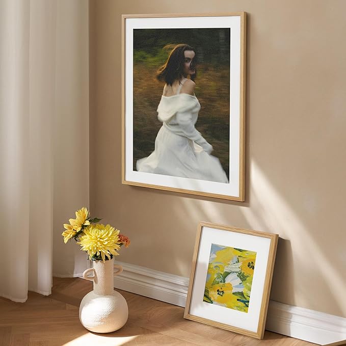 Axeman 26x32 Frame | Solid Oak Wood 26x32 Poster Frame With Mat for 22x28 | 32x26 Wood Picture Frame | Tempered Glass and Hanging Hardware Included Home Wall Decor Art Hanging Frame | Natural