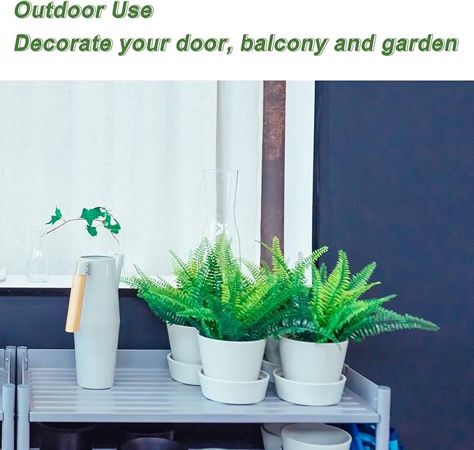 20 Bundles Artificial Boston Fern Plants – Lifelike UV Resistant Fake Plants for Outdoor & Indoor, Faux Greenery Stems for Garden, Porch, Patio, Yard, Home, Office Decor