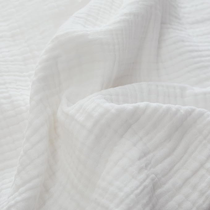 100% Cotton Muslin Throw XL Blanket (50" x 70") – A Luxuriously Soft, 4-Layer Lightweight and Breathable Gauze Blanket, Perfect for Year-Round use on beds, couches (White, Throw XL)