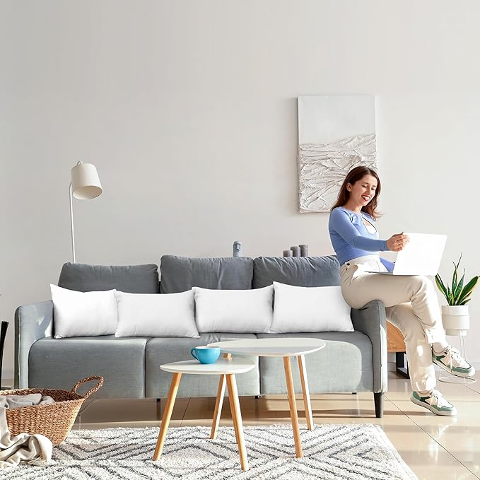 Utopia Bedding Throw Pillows (Set of 4, White), 12 x 16 Inches Pillows for Sofa, Bed and Couch Decorative Stuffer Pillow