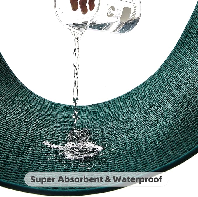 Non Slip Washable Super Absorbent Chenille Bath Rug - Dark Green, 20x24 Inch U Shape