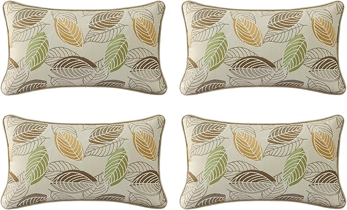 Outdoor Sunbrella Decorative Pillows Pack of 4, 20" x 12" Outdoor Pillow Set for Couch Bed Throw Patio Sofa, Momento Spring