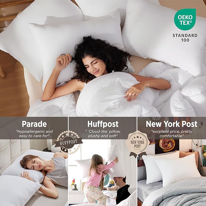 Bedsure Medium Firm Pillows Queen Size, Set of 4, Firm Queen Bed Pillows 4 Pack Hotel Quality Premium Down Alternative for Medium Supportive Filling for Side, Back Sleepers