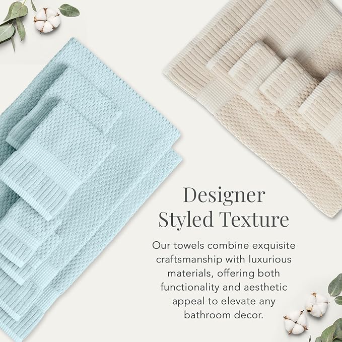 NY Loft 6-Piece Cotton Towel Set - Super Soft & Absorbent, Quick-Dry, Sand Color, OEKO-TEX Certified, Machine Washable