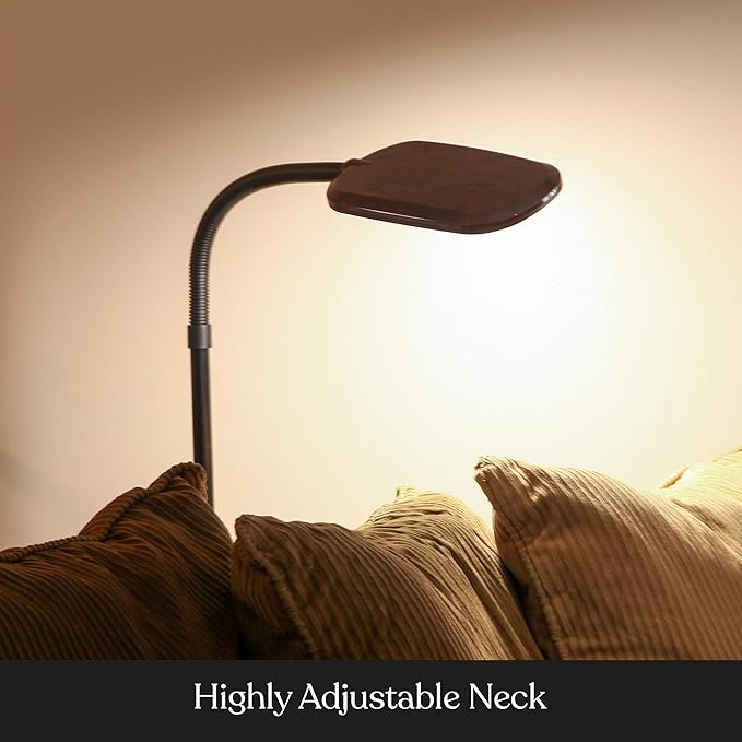 Brightech Litespan Slim LED Floor Reading Lamp - Modern Tall Lamp with Adjustable Gooseneck for Living Rooms & Offices - Dimmable Crafts Work Light - Brown