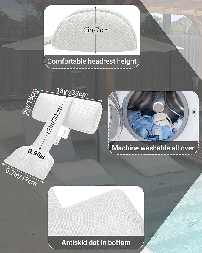 Headrest Pillow for Chaise Lounge Outdoor Pool Cushion Weighted Head Pillows Sunbathing Swimming Furniture