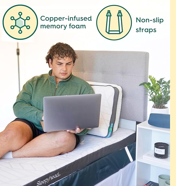 Sleepyhead Twin 3 Inch Copper Infused Cooling Memory Foam Mattress Topper – Washable Cover, Thick & Comfortable College Dorm Bedding Pad, Dorm Room Essentials (Twin 3")