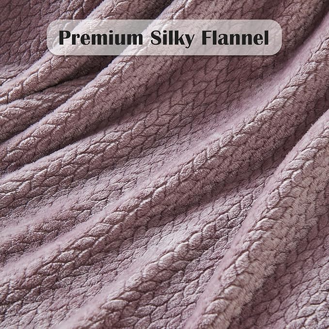NEWCOSPLAY Super Soft Twin Blanket Light Purple Premium Silky Flannel Fleece Leaves Pattern Lightweight Bed Blanket All Season Use (Light Purple, Twin(60"x80"))