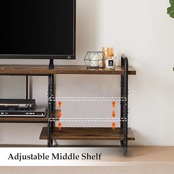 VECELO TV Stands up to 75 Inch,Entertainment Center/Media Console Table with Adjustable Storage Shelves for Living Room/Bedroom