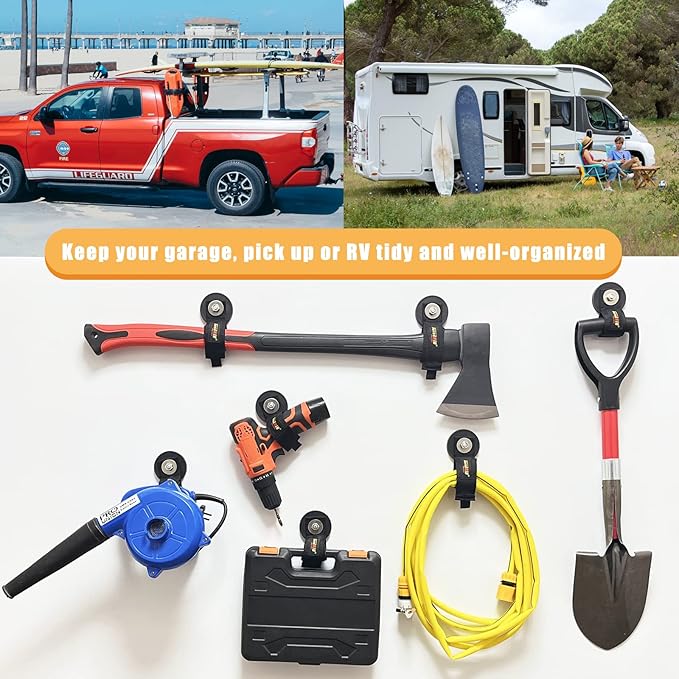 Heavy Duty Magnetic Hook, Magnetic Tool Holder, Magnetic Garage Hooks, Extension Cord Strap for Cable, Rope, Wire Storage in Garage,Workshop,RV,Pick-up(Dia.2.59" Magnet * 4Pcs)