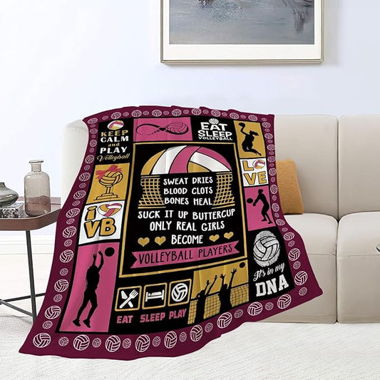 Volleyball Gifts: Cozy Fleece Flannel Blanket - Soft, Warm & Plush - Lightweight Throw for Teen Girls & Women - 60"X80"