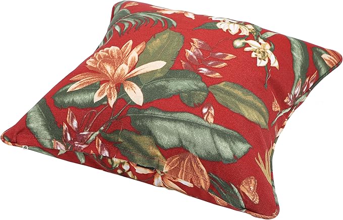 Outdoor Throw Pillow Covers 18x18 Inch, Set of 2, Cover Only! Waterproof Fade Resistant Decorative Cushion Sham Pillow Cases for Patio Furniture Chair Couch Sofa - Red Floral