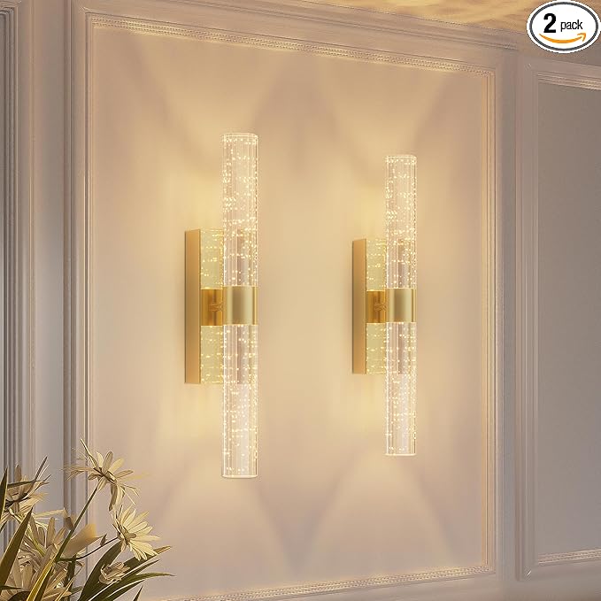 Battery Operated Gold Wall Sconces Set of 2 Rechargeable Battery Powered Wall Light with 12000mAh Not Hardwired Dimmable Wall Lamp Fixtures for Bedroom Living Room 20.9 Inches