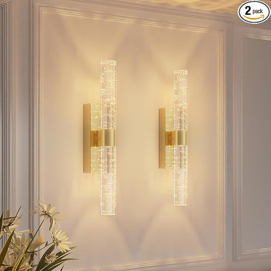 Battery Operated Gold Wall Sconces Set of 2 Rechargeable Battery Powered Wall Light with 12000mAh Not Hardwired Dimmable Wall Lamp Fixtures for Bedroom Living Room 20.9 Inches