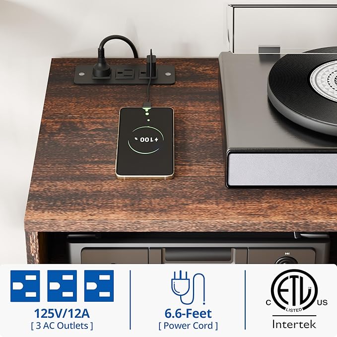 Cozy Castle TV Stand for 48 Inch TV, Mid Century Modern Entertainment Center with Storage Cabinet, TV Media Console for Living Room, Bedroom, Rustic Brown