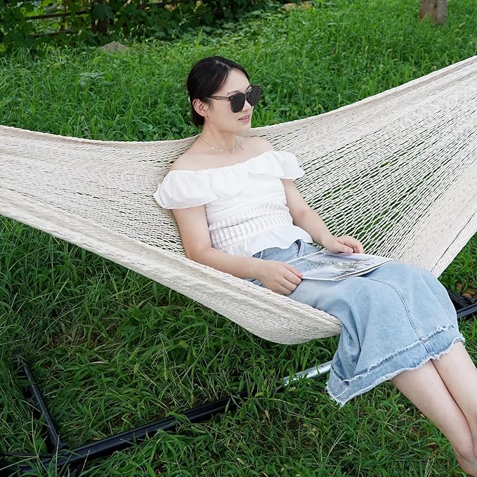Handwoven Mayan Hammock - Portable Family Hammock with Carry Bag Matrimonial Size Multi-Color Handmade Hammock for Travel Camping Backyard, Porch, Outdoor or Indoor Use