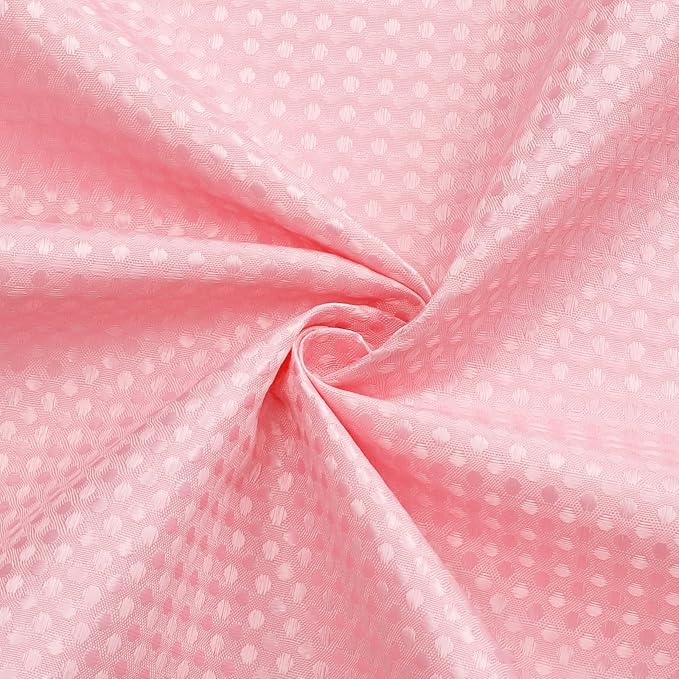 3 in 1 Stall Half Size Pink Shower Curtain Set-36 W x 72 H, Modern Waffle Waterproof Fabric and PEVA Liner Set with Stainless Steel Hooks