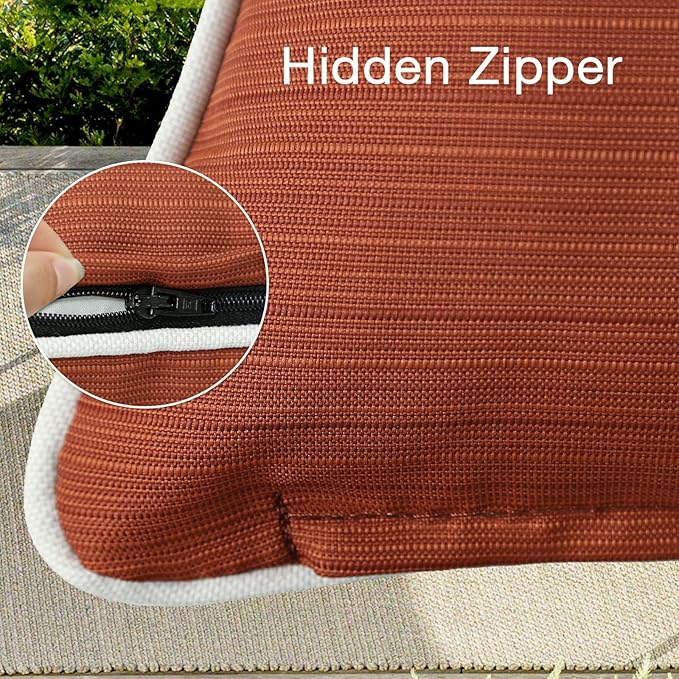 Decorative Outdoor Water Repellent Throw Pillows with Inserts, Set of 4, 20" x12" Pillows for Patio, Backyard, Bed, Couch, and Patio Furniture, Tangerine