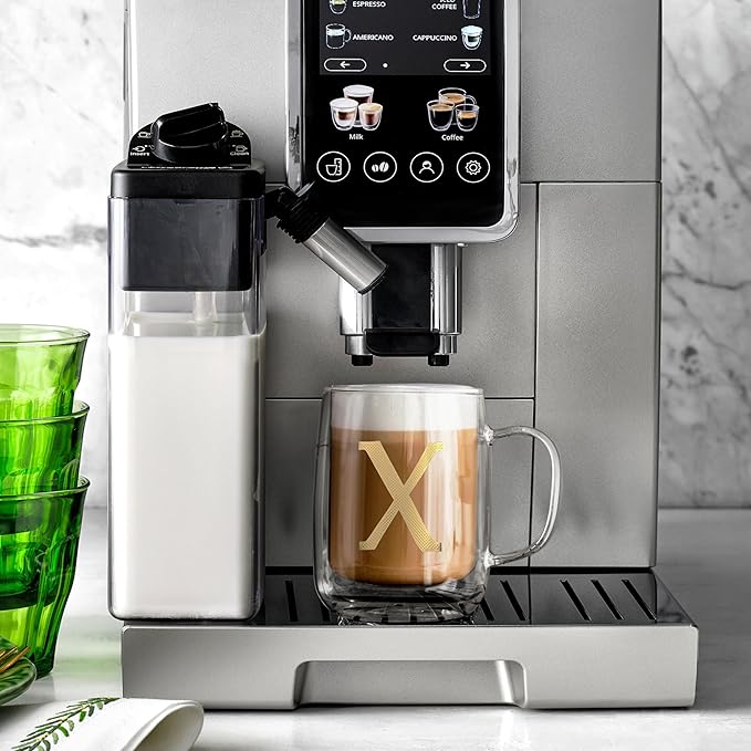 COLLECTIVE HOME - Double Walled Glass Coffee Mugs, Insulated Coffee Mug with Handle, Personalized Gifts for Women, Men, Christmas, 14 oz Monogram Cups (X)