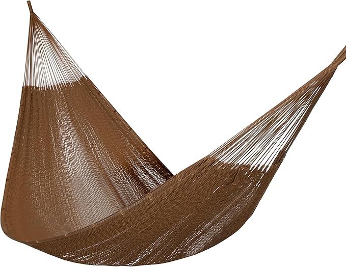 PNAEUT Mayan Hammock, Handwoven XL Thick Soft Rope Hammocks for Outdoor Indoor, Max 600 lbs Capacity, Tree Straps & Carabiners Included (Desert)