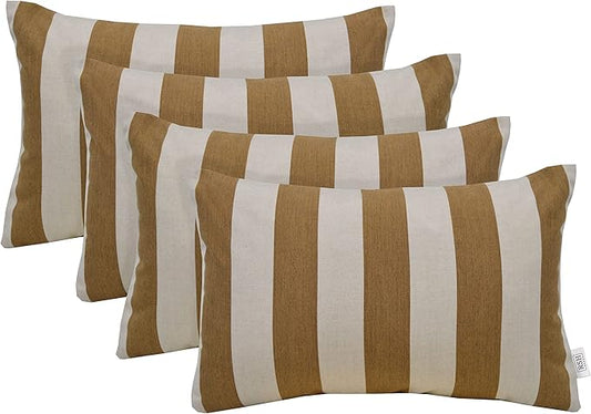 RSH DECOR: Sunbrella Lumbar Throw Pillows Set of 4 | 20" x 12" | Water and Fade-Resistant Performance Fabric | Outdoor Pillow Covers with Down-Alternative Inserts | Maxim Heather Beige