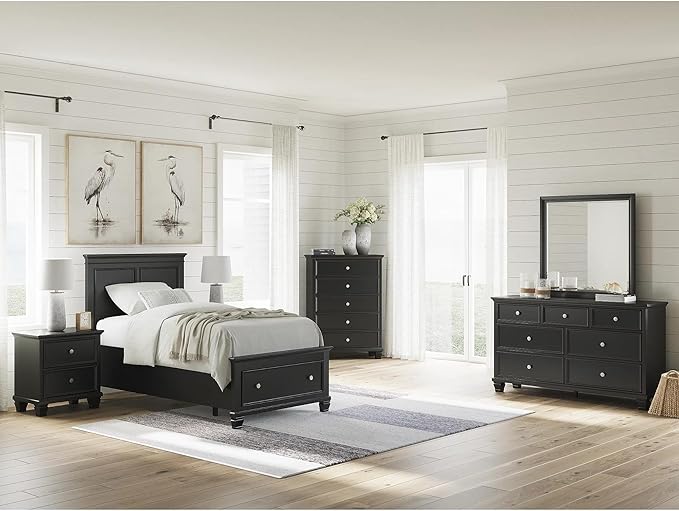 Signature Design by Ashley Lanolee Traditional 5 Drawer Chest for Bedroom, Black