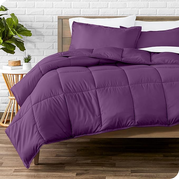 Bare Home Comforter Set - Queen Size - Ultra-Soft - Goose Down Alternative - Premium 1800 Series - All Season Warmth (Queen, Plum)