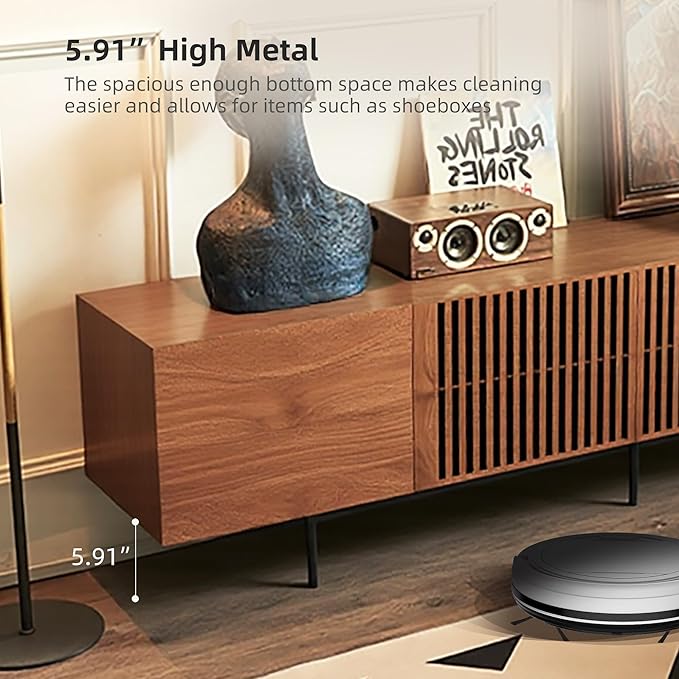 94.48" Mid Century Modern TV Stand for TVs up to 70"-90",Tv Console with 4 Storage Cabinets, Media Furniture for Living Room or Bedroom,Walnut