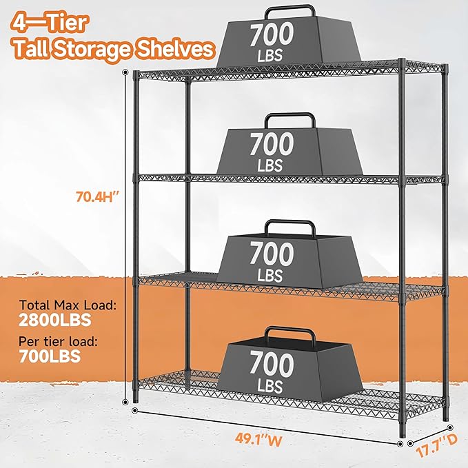 4 Tiers Shelf Metal Storage Shelves
