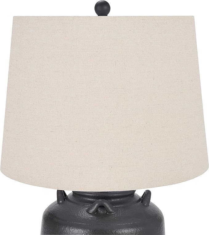 Nourison Home 24" Black Farmhouse Ceramic Pottery Jug Table Lamp for Bedside Table, Living Room, Office, Entryway