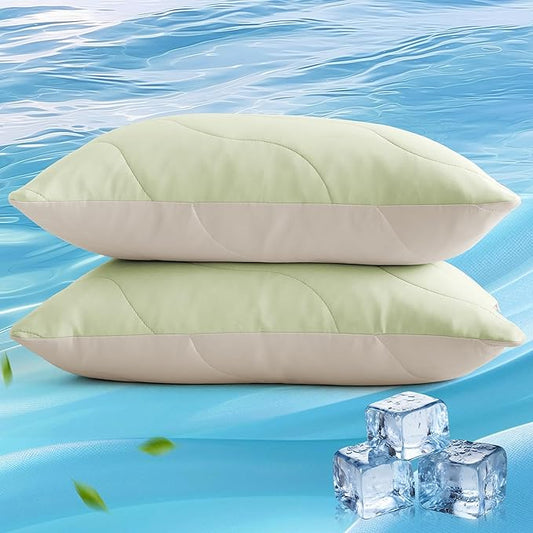 Three Geese Cooling Goose Feather Down Pillows Queen Size Set of 2, Q-Max>0.45, Cool Hotel Bed Pillows for Hot Sleepers and Side Stomach Back Sleepers, Washable Removable Cover, 20" x 30"