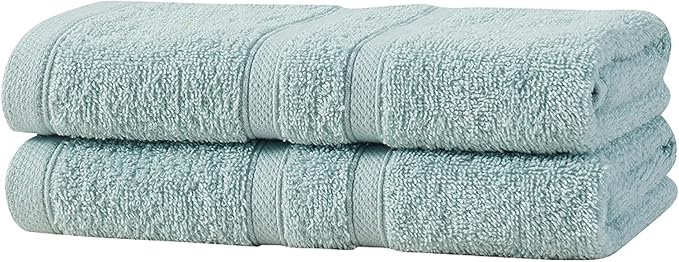 CLOROX Bleach Friendly Towels, Quick Dry, 100% Cotton Hand Towels (16" x 26"), Highly Absorbent Soft Lightweight, Ideal for Everyday Use, Easy to Wash (2 Pack, Mineral Blue)