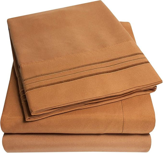 1500 Supreme Collection California King Sheet Sets Mocha Brown - Luxury Hotel Bed Sheets and Pillowcase Set for Cal King Mattress - Extra Soft, Elastic Corner Straps, Deep Pocket Sheets Mocha Brown