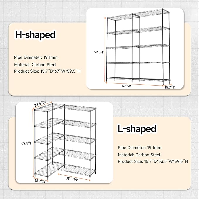 5 Tiers Shelf Metal Storage Shelves